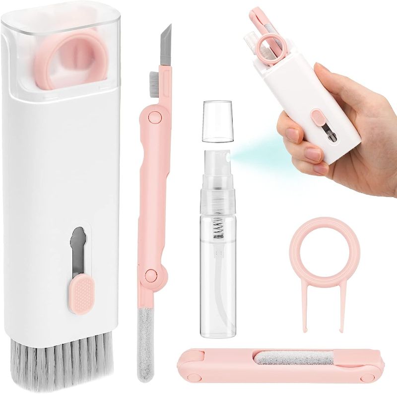 Photo 1 of 7 in 1 Airpod Pro Cleaner Kit with Spray,MMH Multi-Function Electronic Keyboard MacBook Laptop Screen Earbud Cleaner Kit Tool with Cleaning Pen Brush for iPod,Phone,Tablet,PC,Computer,Headphone Pink 