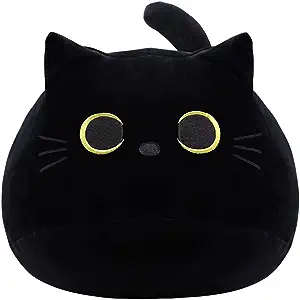 Photo 1 of Black Cat Plush Toy 16'' Black Cat Pillow,Soft Plush Doll Cat Plushie Cat Pillow,Stuffed Animal Soft Plush Pillow Baby Plush Toys Cat Shape Design Sofa Pillow Decoration Doll (B)