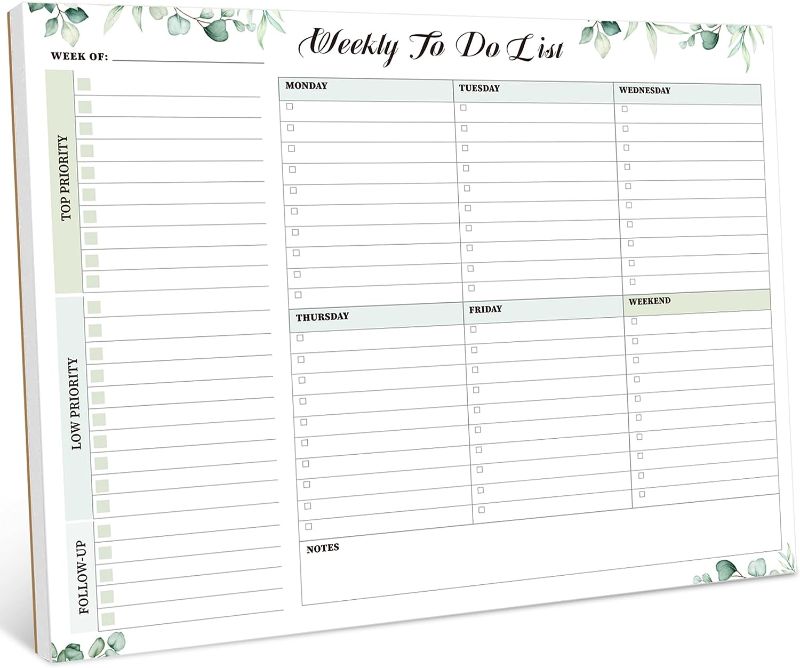 Photo 1 of Weekly TO DO List Notepad, Undated 52 Page Weekly Task Planner Pad with Checklist Tear Off-Leaves?8.5"×11"? 