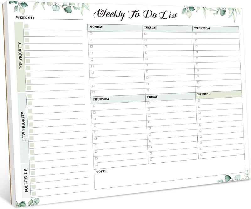 Photo 1 of Weekly TO DO List Notepad, Undated 52 Page Weekly Task Planner Pad with Checklist Tear Off-Leaves?8.5"×11"? 