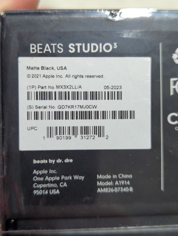 Photo 8 of "FACTORY SEALED"
Beats Studio3 Wireless Noise Cancelling Over-Ear Headphones - Apple W1 Headphone Chip, Class 1 Bluetooth, 22 Hours of Listening Time, Built-in Microphone - Matte Black (Latest Model) Matte Black Studio3