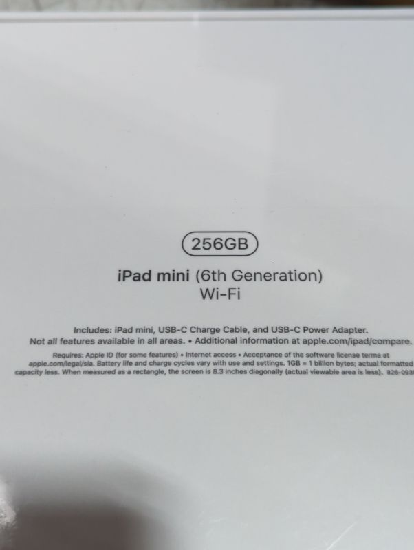 Photo 8 of "FACTORY SEALED"
Apple iPad Mini (6th Generation): with A15 Bionic chip, 8.3-inch Liquid Retina Display, 256GB, Wi-Fi 6, 12MP front/12MP Back Camera, Touch ID, All-Day Battery Life – Purple WiFi Purple 256GB