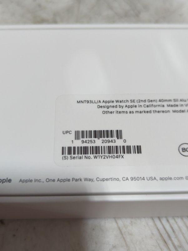 Photo 7 of "FACTORY SEALED"
Apple Watch SE (2nd Gen) [GPS 40mm] Smart Watch w/Silver Aluminum Case & White Sport Band - S/M. Fitness & Sleep Tracker, Crash Detection, Heart Rate Monitor, Retina Display, Water Resistant Silver Aluminium Case with White Sport Band 40m