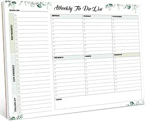 Photo 1 of Weekly TO DO List Notepad, Undated 52 Page Weekly Task Planner Pad with Checklist Tear Off-Leaves?8.5"×11"? 