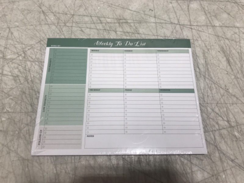 Photo 2 of Weekly TO DO List Notepad, Undated 52 Page Weekly Task Planner Pad with Checklist Tear Off-Green?8.5"×11"? 