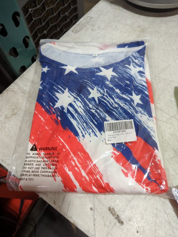 Photo 2 of American Flag Shirt Women USA Stars Stripes T Shirt 4th of July Patriotic Short Sleeve Tee Tops - S