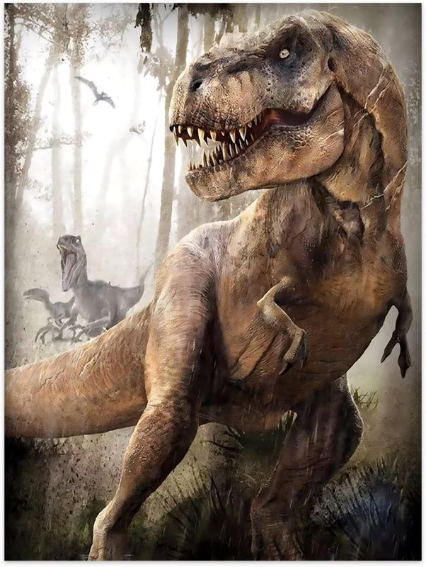 Photo 1 of 5D DIY Diamond Painting Kits for Adults&Kids, Diamond Art Paint with Round Gems Full Drill Dinosaur Tyrannosaurus Rex for Home, Office, Wall Art and Entrance Decorations 12x16 Inches