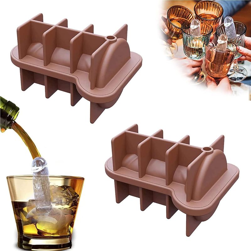 Photo 1 of 1 Pcs BROWN Silicone Prank Ice Cube Mold Tray for Ice Chilling Whiskey Cocktails Make Ice Blocks Funny Ice Coffee Cubes Birthday Party DIY Mousse Chocolate Soap Cake Mold Tool 