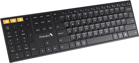 Photo 1 of ProtoArc 2.4G Wireless Left-Handed Keyboard, XK21 Bluetooth Ultra-Thin Keyboard, Rechargeable Silent Keyboard with Three Multi-Device, Windows/Mac/Android, Black https://a.co/d/2E8sMMR