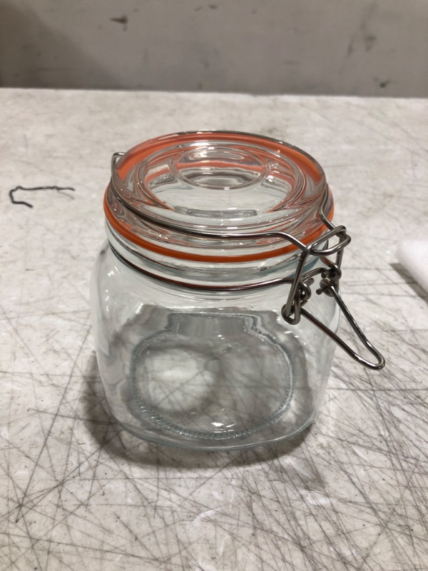 Photo 2 of 25 oz Glass Jars With Airtight Lids And Leak Proof Rubber Gasket,Wide Mouth Mason Jars With Hinged Lids For Kitchen Canisters 750ml, Glass Storage Containers