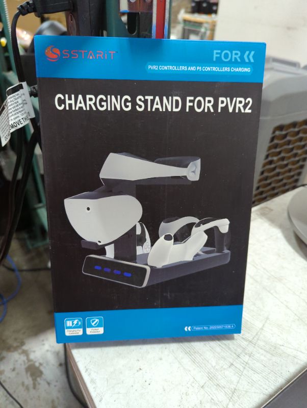 Photo 2 of Controller Fast Charging Station for PSVR2 Sense, Charging Dock Game Accessories for PSVR 2 Charger with LED Light, Headset Display Stand and Controller Mount, Magnetic Connector, USB to Type-C Cable 