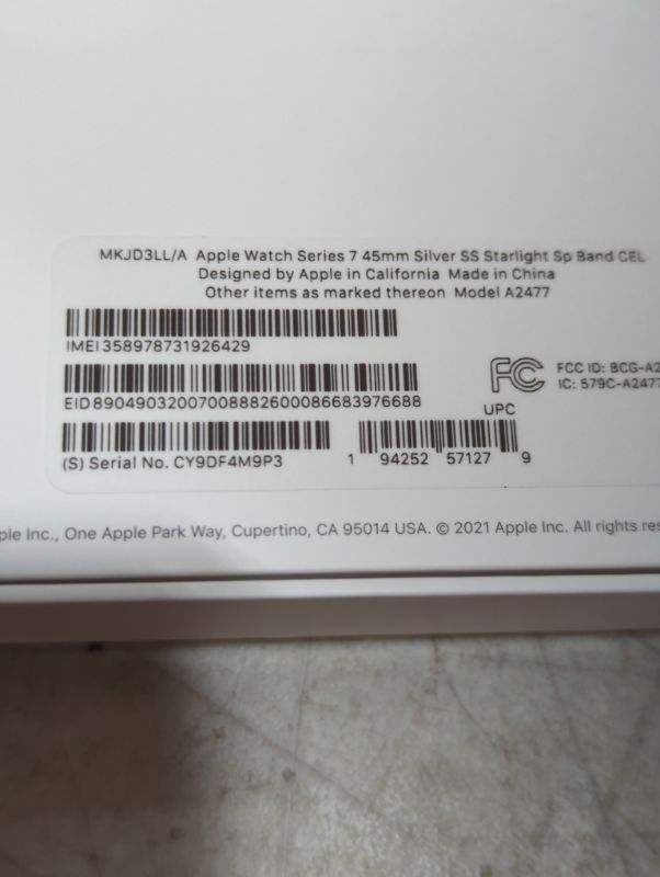 Photo 7 of "NEW FACTORY SEALED" 
Apple Watch Series 7 (GPS + Cellular, 45mm, Blue Aluminum, Abyss Blue Sport Band)79
