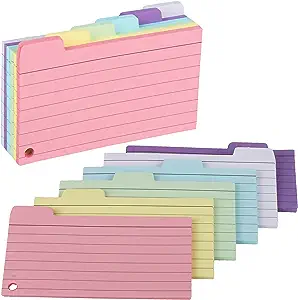 Photo 1 of Edepreak Ruled Index Cards 300 Pieces Flash Cards Pack Index Cards 6-Color Lined Note Cards Flashcards for Studying for Adults Kids Home Classroom Office 