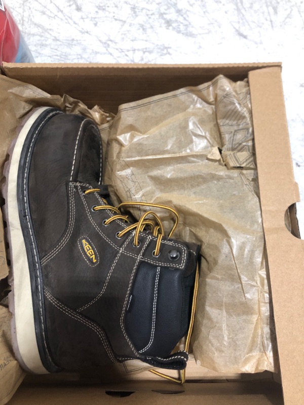 Photo 2 of KEEN Utility Men's Cincinnati 6" Composite Toe Waterproof Wedge Work Boots, Belgian/Sandshell, Wide US 12 Dark Chocolate/Sandshell