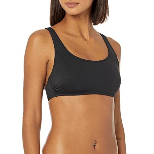 Photo 1 of  Amazon Essentials Women's Scoop Neck Swim Crop Top, Washed Black, X-Large
