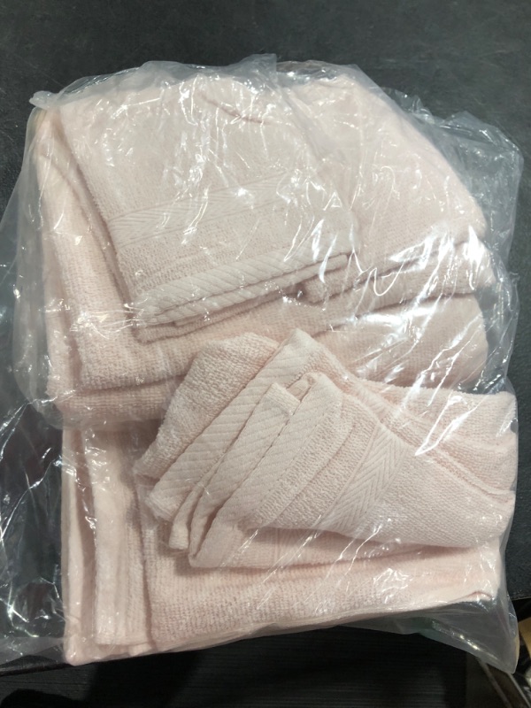 Photo 2 of Pink BOUTIQUO Black Towel Set - 8 Piece Bathroom Towel Set - 100% Ring Spun Cotton, 2 Bath Towel 27x54, 2 Hand Towel 16x28 and 4 Washcloth 13x13 - Ultra Soft Highly Absorbent Towel Set - Black 8 Piece Towel Set Pink