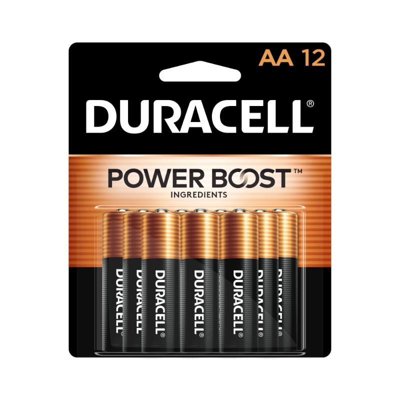 Photo 1 of Duracell Coppertop AA Batteries with Power Boost Ingredients, 12 Count Pack Double A Battery with Long-lasting Power, Alkaline AA Battery for Household and Office Devices 12 Count (Pack of 1)