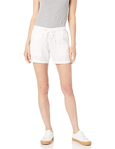 Photo 1 of Amazon Essentials Women's 5" Inseam Drawstring Linen Blend Short (Available in Plus Size), White, Small
