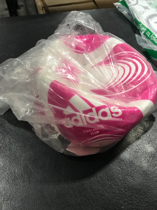 Photo 2 of adidas Starlancer V Club Soccer Ball White/Shock Pink 5 Starlancer Club Ball