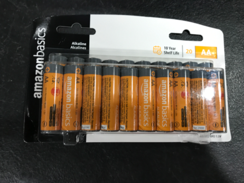 Photo 2 of Amazon Basics 20 Pack AA Alkaline Batteries - Blister Packaging 20 Count (Pack of 1)