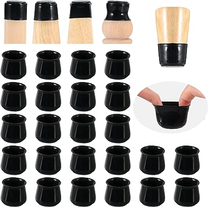 Photo 1 of 24 PCS Chair Leg Floor Protectors with Felt Bottom|Round&Square Silicone Chair Leg Caps for Mute Furniture Moving|High Elastic Chair Leg Covers to Prevent Scratches.(24PCS-Black,Medium)
