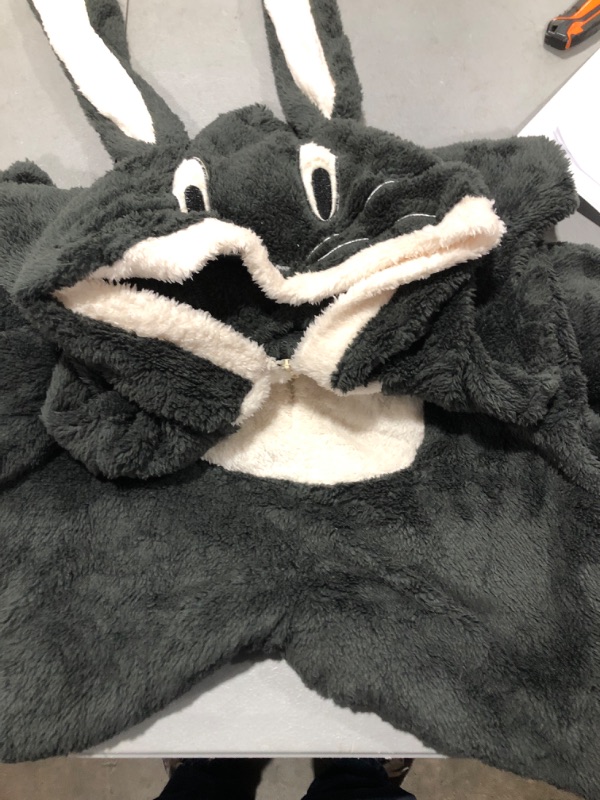 Photo 2 of Animal Cosplay Onesie Pajamas Adult Bunny Christmas Halloween Cosplay Onepiece Sleepwear Costume Small Black
