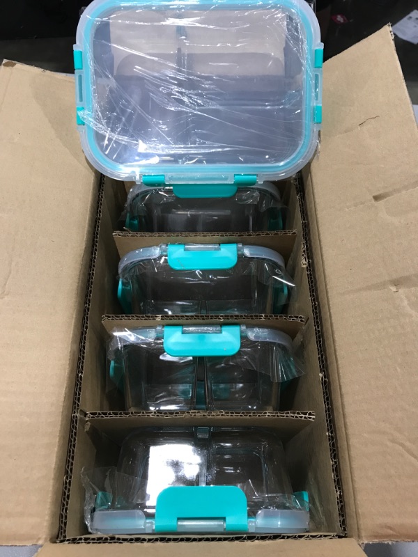 Photo 2 of [5-Pack, 36 oz]Glass Meal Prep Containers 3 Compartment with Lids, Glass Lunch Containers,Food Prep Lunch Box,Bento Box,BPA-Free, Microwave, Oven, Freezer, Dishwasher (4.5 Cups, Green)