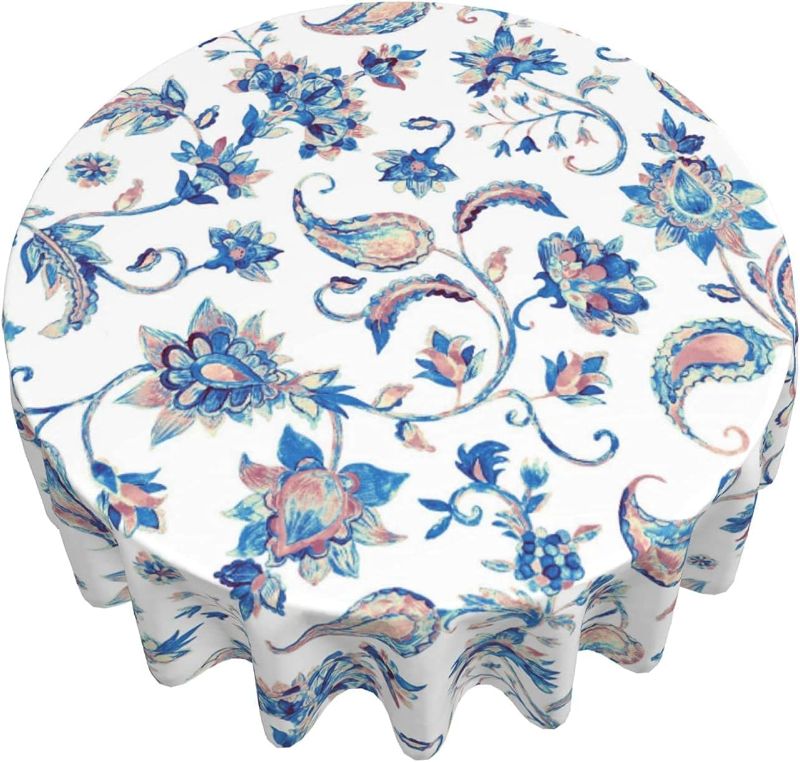 Photo 1 of 
KUOAICY Paisley Tablecloth Round Table Cover Washable Reusable for Kitchen Dining 