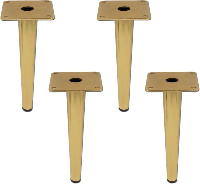 Photo 1 of 4Pcs Furniture Legs 6 Inch Tall Sleek Tapered Feet Leg Metal Gold Round DIY Furniture Replacement Legs for Cupboard Sofa Kitchen Couch Bookcase 