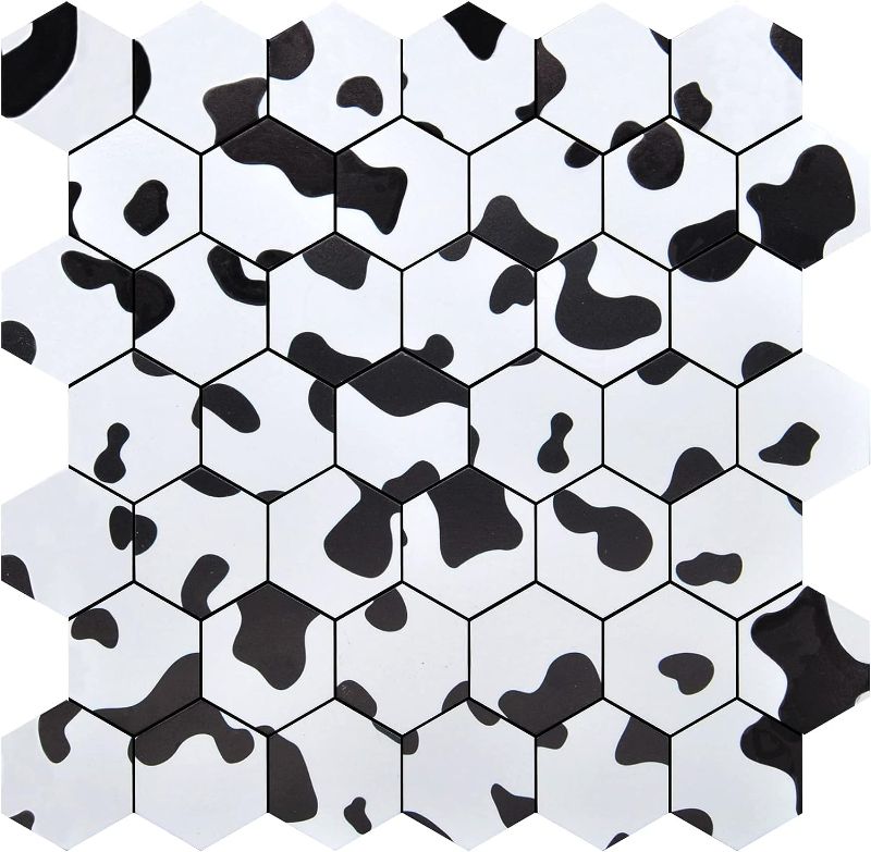 Photo 1 of 10PCS Peel and Stick Backsplash Cow Hexagon Room PVC Tiles for Kitchen Bathroom Desktop