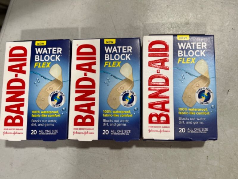 Photo 2 of Band-Aid Brand Water Block Flex Adhesive Bandages, All One Size, 20 Count All One Size 20 Count (Pack of 3)