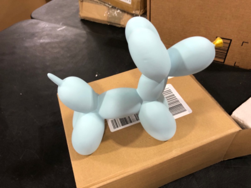 Photo 2 of  Cute Balloon Dog Statue Collectible Figurines Art Modern Sculpture Resin Crafts Handmade Ornament Home Decor Accents Gifts for Living Room, Bedroom, Shelf, Office (Light Blue)
