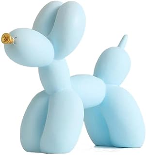 Photo 1 of  Cute Balloon Dog Statue Collectible Figurines Art Modern Sculpture Resin Crafts Handmade Ornament Home Decor Accents Gifts for Living Room, Bedroom, Shelf, Office (Light Blue)
