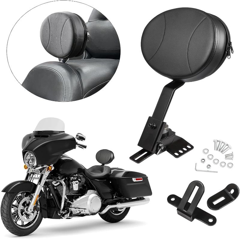 Photo 1 of  Adjustable Plug-in Driver Backrest Rider Backrest Kit Compatible for Harley Touring Road King Street Glide Electra Glide 1997-2022