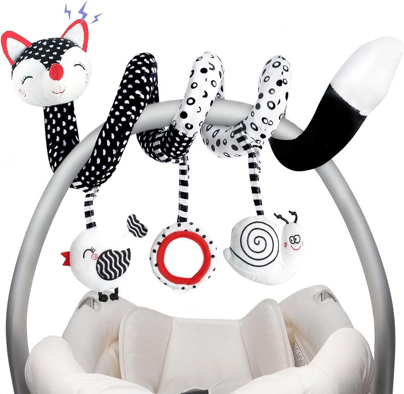 Photo 1 of Elsonap Car Seat Toys Black and White Baby Toys 0-3 Months Stroller Toys, Infant Toys Newborn Toys High Contrast Baby Toys for Newborn for Crib Mobile Bassinet, Gift for 0 3 6 9 12 Months Girls Boys 