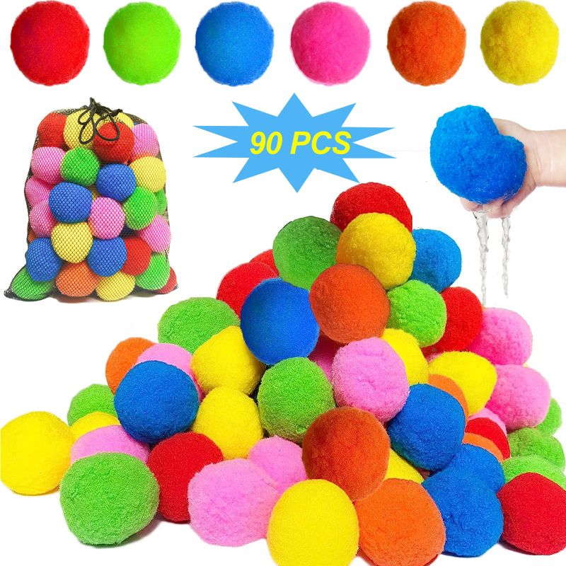 Photo 1 of 90 Pcs Reusable Water Balls, Reusable Water Balloons for Outdoor Toys and Games, Water Toys for Kids and Adults Boys and Girls - Summer Toys Ball for Pool and Backyard Fun Multicolor 90