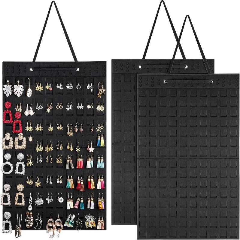 Photo 1 of 3 Pieces Hanging Earrings Organizer Wall Mount Earring Holder Hold up to 300 Pairs, Soft Felt Stud Earring Display Holder Hanging Jewelry Organizer for Women Girls
