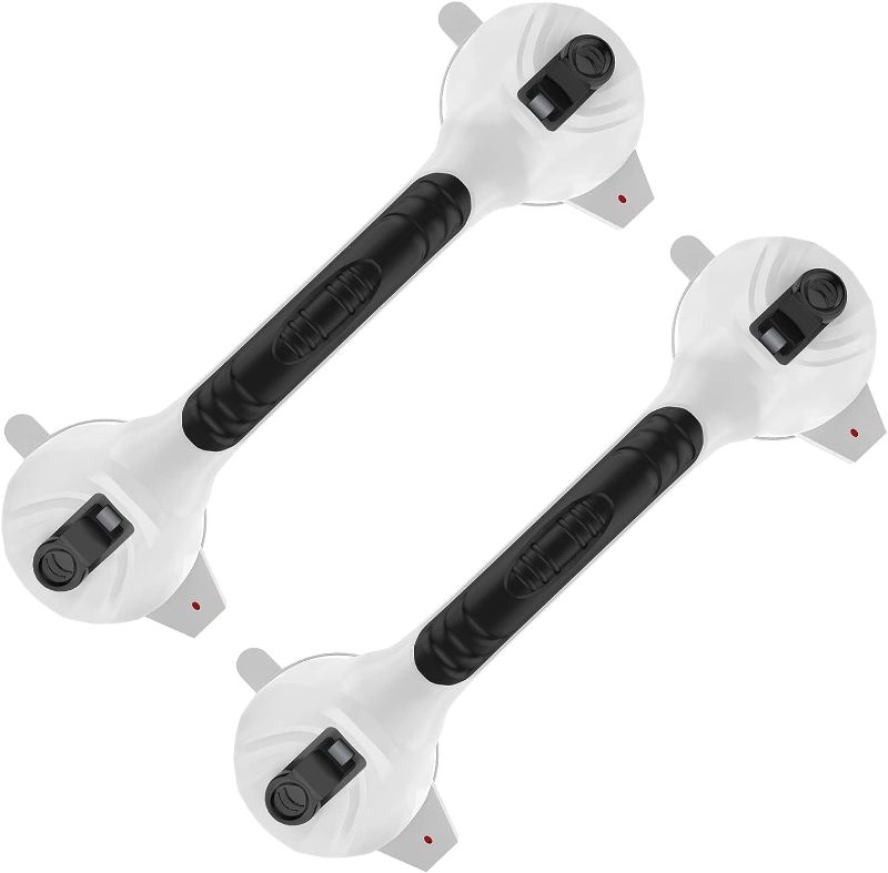 Photo 1 of 2 Pack Suction Cup Grab Bars 15 inch, Munzong Black Anti-Slip Bathroom Grab Bar, Vacuum Suction Shower Balance Bar, Safety Handrail Support, Handicap Injury Elderly Senior Assist Shower Handle 