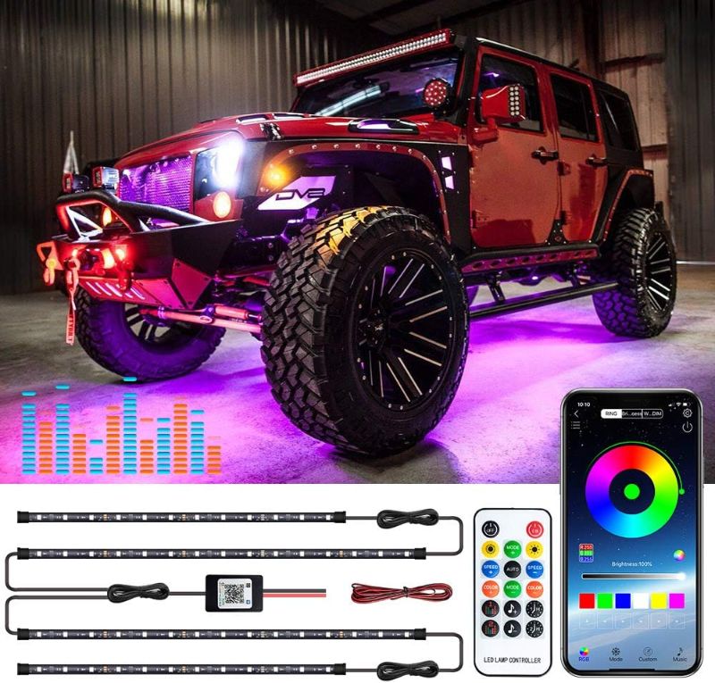 Photo 1 of 6pcs MustWin Underglow Lights for Car Dreamcolor Exterior LED Lights Waterproof IP67 Truck Strip Lights with APP & RF Control 16 Million Colors Music Mode (4 X 23.6 Inch + 2 X 35 Inch)