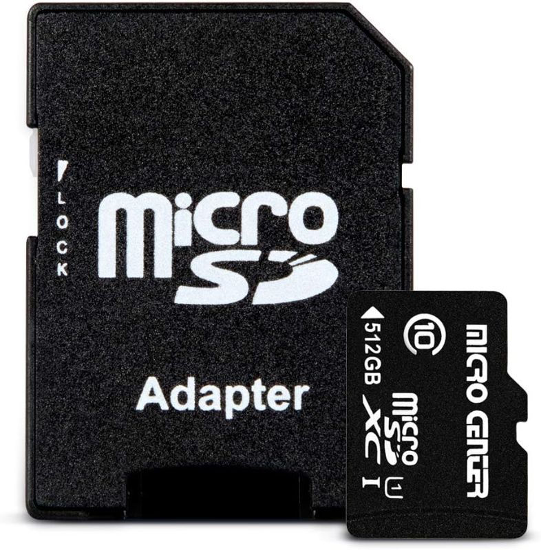 Photo 1 of Micro Center 512GB Class 10 MicroSDXC Flash Memory Card with Adapter for Mobile Device Storage Phone, Tablet, Drone & Full HD Video Recording - 90MB/s UHS-I, C10, U1, V30, A1 (1 Pack)
