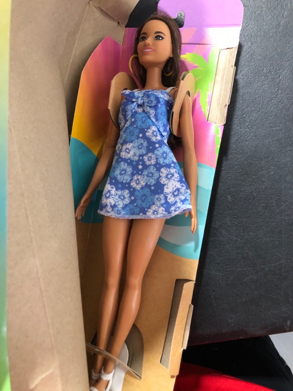 Photo 2 of Barbie Loves the Ocean Doll, Brunette with Blue Sundress and Accessories, Doll and Clothes Made From Recycled Plastics Modern Multicolor