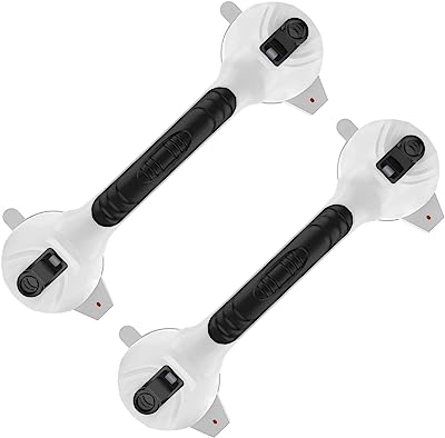 Photo 1 of 2 Pack Suction Cup Grab Bars 15 inch, Munzong Black Anti-Slip Bathroom Grab Bar, Vacuum Suction Shower Balance Bar, Safety Handrail Support, Handicap Injury Elderly Senior Assist Shower Handle 