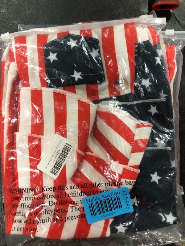 Photo 2 of 4th of July Unisex Baby Girl Boy Bib Overalls American Flag Romper Strap Jumpsuits Casual Pocket Shorts Patriotic Outfit 