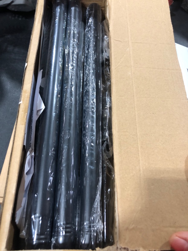 Photo 1 of Curtain Rods for Windows 66 to 120, 1 Inch Black Curtain Rod Set, Heavy Duty Drapery Rods with Adjustable Curtain Rods, Outdoor Curtain Rod with Simple End Caps, Room Divider Curtain Rod, 72"-144"