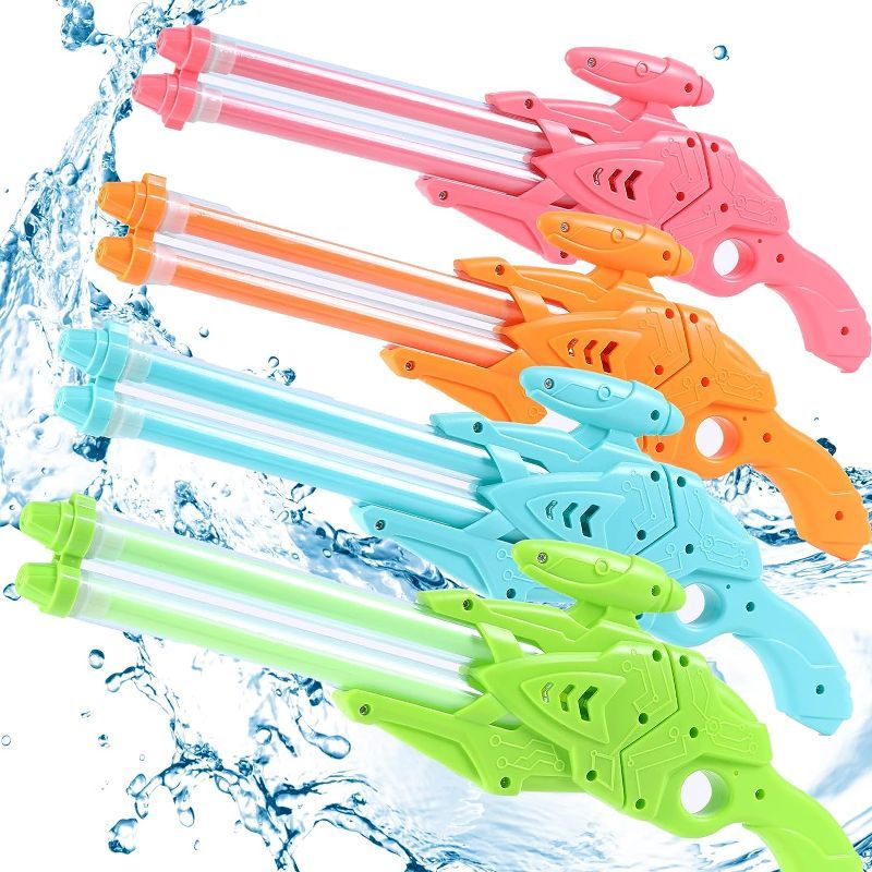 Photo 1 of FENYAN Squirt Guns for Kids, Double-Tube Water Soaker, Water Blasters for Pool Party, Backyard, Beach (4 Pack, Boys and Girls)
