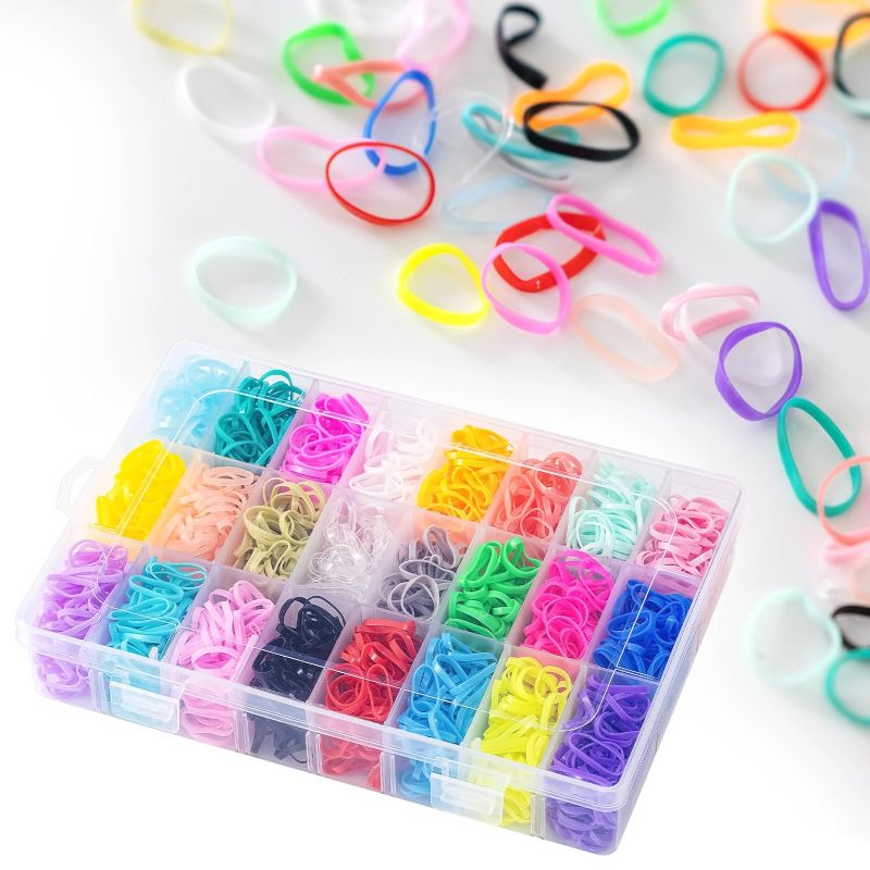 Photo 1 of 2000pcs Hair Rubber Bands, Snap Free Colorful Mini Elastic Hair Ties with Organizer Box for Toddler Girls, Kids, Baby Hair Elastics Rubber Bands for Thin or Thick Hair (24 Colors)
