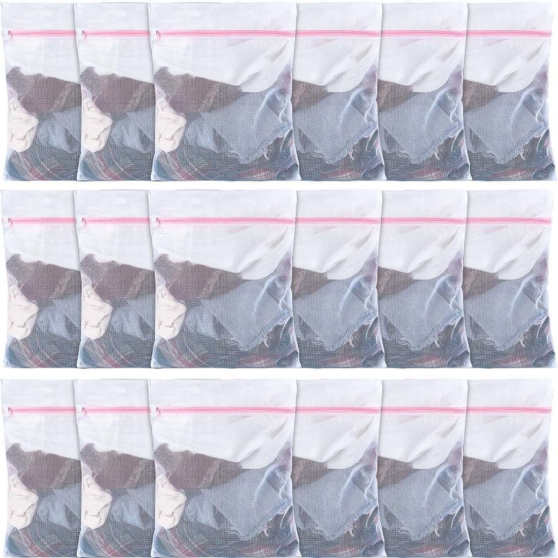 Photo 1 of 18 Pcs Fine Mesh Laundry Bags White 16 x 20 Inch ?