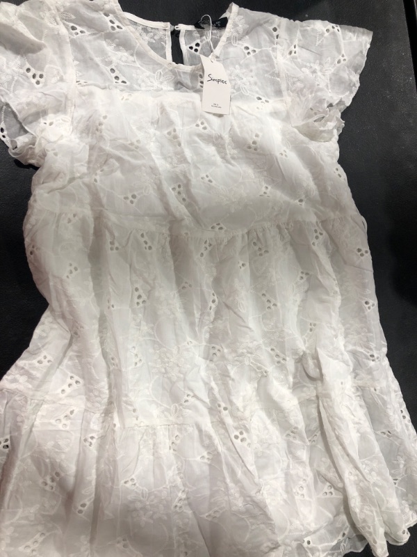 Photo 2 of (SMALL) white embroidered babydoll layered dress