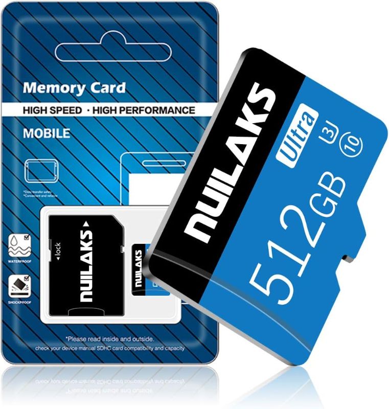 Photo 1 of 512GB Micro SD Card Memory Card Class 10 High Speed for Mobile Phone/PC/Computer/Camera/Portable Gaming Device