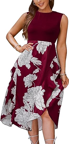 Photo 1 of (XL) Simplee Women's Sleeveless Floral Printed Casual Maxi Dress Striped Summer Long Dress